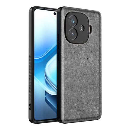 Kapa Tux Leather Back Cover for iQoo Neo 10R | Slim Shockproof Camera Protection Bumper Case (Grey)