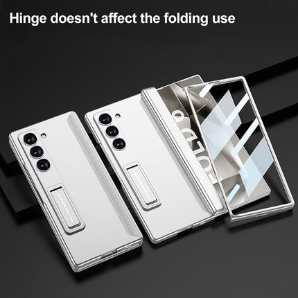 Kapa Magnetic Hinge With Inbuilt Stand Case for Samsung Galaxy Z Fold 6 | Shockproof Stand Hybrid Bumper Back Cover (Silver)