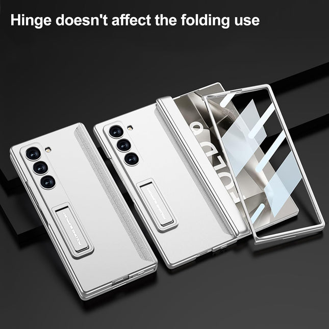 Kapa Magnetic Hinge With Inbuilt Stand Case for Samsung Galaxy Z Fold 6 | Shockproof Stand Hybrid Bumper Back Cover (Silver)