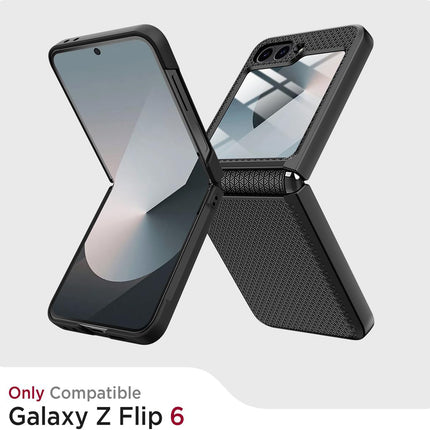 Kapa Textured Grip Hinge Protection Back Cover for Samsung Galaxy Z Flip6 / Z Flip 6 | with [Inbuilt Glass] Full Body Shockproof Hard Back Case (Black)