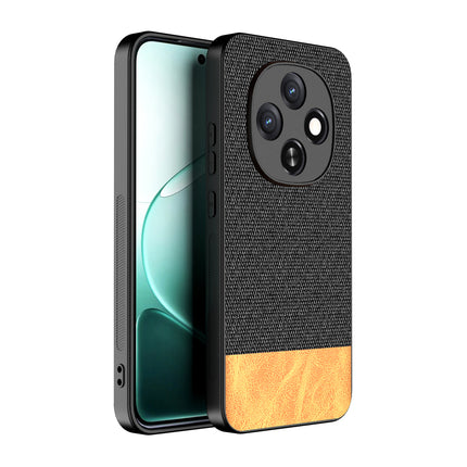 Kapa Soft Fabric & Leather Hybrid Protective Back Cover for Oppo F31 Pro 5G | Shockproof Slim Hard Anti Slip Back Case (Black,Brown) - Mobizang
