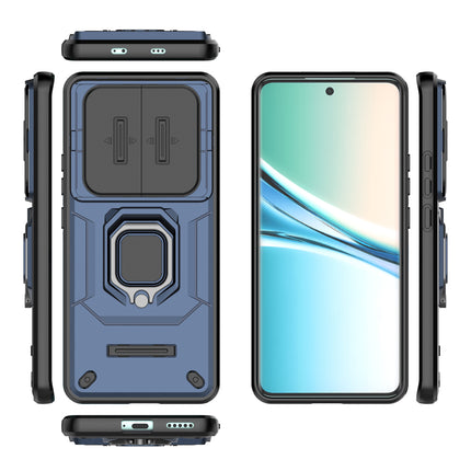 Kapa Armor Slider Back Cover for Redmi Note 15 5G | Inbuilt Ring + Camera Slider Shockproof Lens Protection Bumper Back Case (Blue) - Mobizang