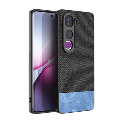 Kapa Soft Fabric & Leather Hybrid Protective Back Cover for Vivo Y400 Pro 5G | Shockproof Slim Hard Anti Slip Back Case (Black,Blue)
