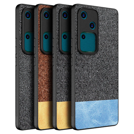 Kapa Soft Fabric & Leather Hybrid Protective Back Cover for Vivo V30 (5G) | Shockproof Slim Hard Anti Slip Back Case (Brown)