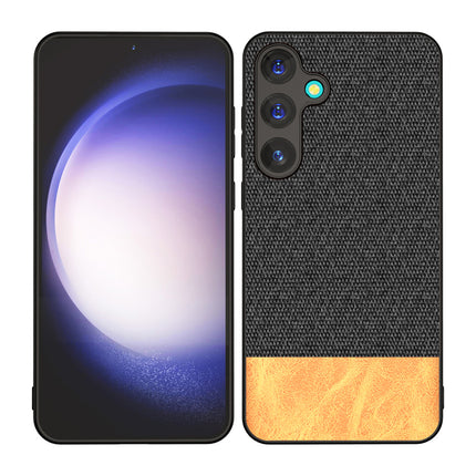 Kapa Soft Fabric & Leather Hybrid Protective Back Cover for Samsung Galaxy A35 (5G) | Shockproof Slim Hard Anti Slip Back Case (Black,Brown) - Mobizang