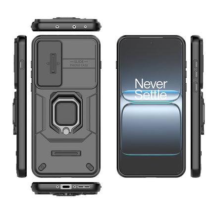 Kapa Armor Slider Back Cover for OnePlus Nord 5 | Inbuilt Ring + Camera Slider Shockproof Lens Protection Bumper Back Case (Black)