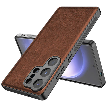 Kapa Tux Leather Back Cover for Samsung Galaxy S25 Ultra | Slim Shockproof Camera Protection Bumper Case (Brown)