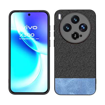 Kapa Soft Fabric & Leather Hybrid Protective Back Cover for Vivo X300 5G | Shockproof Slim Hard Anti Slip Back Case (Black,Blue)