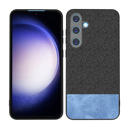 Kapa Soft Fabric & Leather Hybrid Protective Back Cover for Samsung Galaxy S24 FE | Shockproof Slim Hard Anti Slip Back Case (Black,Blue)
