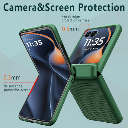 Kapa Textured Grip with Stand Hinge Protection Back Cover for Moto Razr 60 Ultra | with [Inbuilt Glass] Full Body Shockproof Hard Back Case (Green)