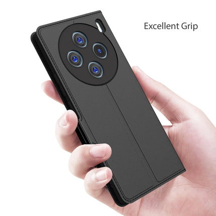 Kapa Noble Slim Magnetic Leather Flip Case Cover for Vivo X100 (5G) | Card Holder Stand Flip Wallet Case (Black) - Mobizang