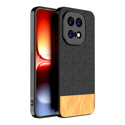 Kapa Soft Fabric & Leather Hybrid Protective Back Cover for IQOO 15 5G | Shockproof Slim Hard Anti Slip Back Case (Black,Brown)