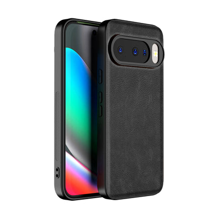 Kapa Tux Leather Back Cover for Google Pixel 10 | Slim Shockproof Camera Protection Bumper Case (Black) - Mobizang