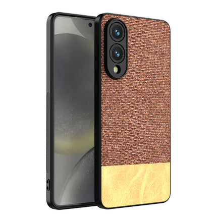 Kapa Soft Fabric & Leather Hybrid Protective Back Cover for Samsung Galaxy S25 Edge | Shockproof Slim Hard Anti Slip Back Case (Brown)