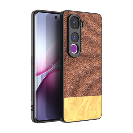 Kapa Soft Fabric & Leather Hybrid Protective Back Cover for Vivo Y400 Pro 5G | Shockproof Slim Hard Anti Slip Back Case (Brown) - Mobizang
