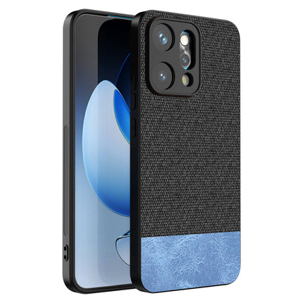 Kapa Soft Fabric & Leather Hybrid Protective Back Cover for Oppo Reno 14 PRO 5G | Shockproof Slim Hard Anti Slip Back Case (Black,Blue)