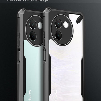Kapa Bull Clear Back Cover for Vivo V30E (5G) | [Military Grade Protection] Shock Proof Slim Hybrid Bumper Case (Black)