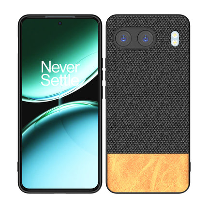 Kapa Soft Fabric & Leather Hybrid Protective Back Cover for OnePlus Nord 4 | Shockproof Slim Hard Anti Slip Back Case (Black,Brown)