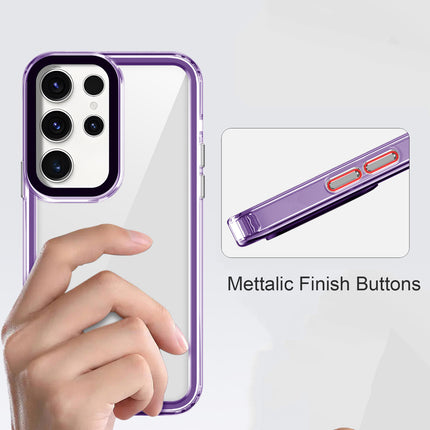 Kapa Warrior Acrylic Clear Back Cover For Samsung Galaxy S25 Ultra | Slim Shockproof [Military Grade Protection] Hybrid Bumper Case (Purple Sides)