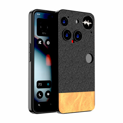 Kapa Soft Fabric & Leather Hybrid Protective Back Cover for Nothing Phone 3 5G | Shockproof Slim Hard Anti Slip Back Case (Black,Brown) - Mobizang
