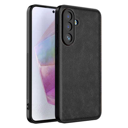 Kapa Tux Leather Back Cover for Samsung Galaxy M36 / F36 5G | Slim Shockproof Camera Protection Bumper Case (Black)