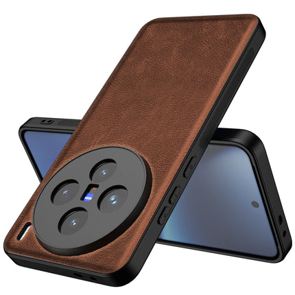 Kapa Tux Leather Back Cover for Vivo X200 (5G) | Slim Shockproof Camera Protection Bumper Case (Brown) - Mobizang