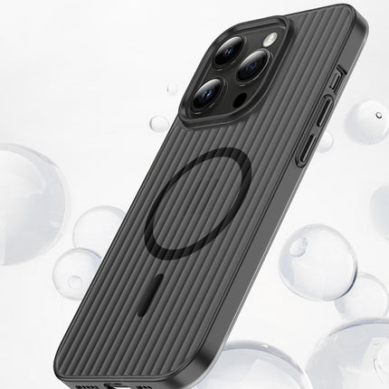 Kapa Matte Magnetic Wave Grip Back Cover for Apple iPhone 16 Pro | [MagSafe Compatible] Wireless charging, Slim, Metal Buttons, Frosted Back Case (Grey) - Mobizang