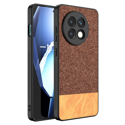 Kapa Soft Fabric & Leather Hybrid Protective Back Cover for OnePlus 13R | Shockproof Slim Hard Anti Slip Back Case (Brown)