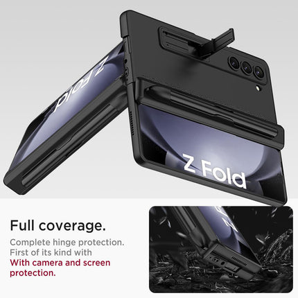 Kapa Magnetic Hinge Case for Samsung Galaxy Z Fold 6 | Inbuilt S-Pen Holder Stand Hybrid Back Cover (Black) - Mobizang