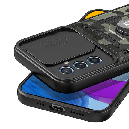 Kapa Tank Back Cover for Samsung Galaxy S24 Plus | Inbuilt Ring + Slider Shockproof Lens Protection Bumper Back Case (Black) - Mobizang