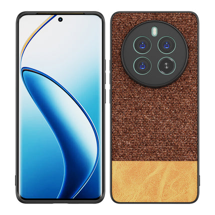 Kapa Soft Fabric & Leather Hybrid Protective Back Cover for Realme 12 Pro / 12 Pro Plus | Shockproof Slim Hard Anti Slip Back Case (Brown)