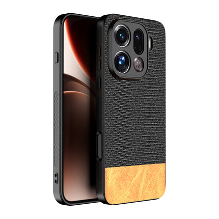 Kapa Soft Fabric & Leather Hybrid Protective Back Cover for Oppo Find X9 Pro | Shockproof Slim Hard Anti Slip Back Case (Black,Brown)
