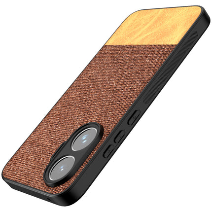 Kapa Soft Fabric & Leather Hybrid Protective Back Cover for Poco F7 5G | Shockproof Slim Hard Anti Slip Back Case (Brown)