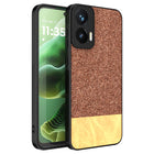 Kapa Soft Fabric & Leather Hybrid Protective Back Cover for Moto G35 | Shockproof Slim Hard Anti Slip Back Case (Brown)