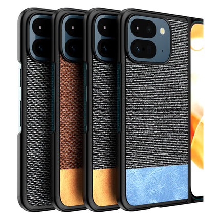 Kapa Soft Fabric & Leather Hybrid Protective Back Cover for Google Pixel 9 Pro Fold | Shockproof Slim Hard Anti Slip Back Case (Brown)