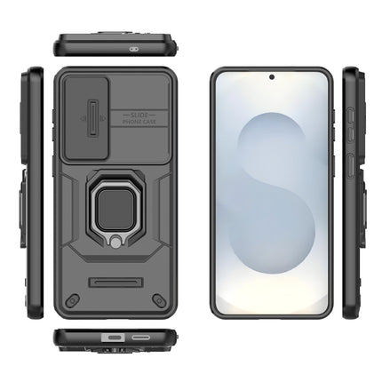 Kapa Armor Slider Back Cover for Samsung Galaxy S26 Plus | Inbuilt Ring + Camera Slider Shockproof Lens Protection Bumper Back Case (Black)