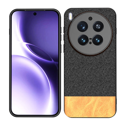 Kapa Soft Fabric & Leather Hybrid Protective Back Cover for Vivo X300 Pro 5G | Shockproof Slim Hard Anti Slip Back Case (Black,Brown)