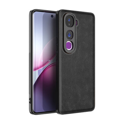 Kapa Tux Leather Back Cover for Vivo Y400 Pro 5G | Slim Shockproof Camera Protection Bumper Case (Black) - Mobizang