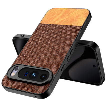 Kapa Soft Fabric & Leather Hybrid Protective Back Cover for Google Pixel 10 Pro XL | Shockproof Slim Hard Anti Slip Back Case (Brown)
