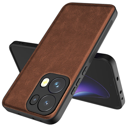Kapa Tux Leather Back Cover for Oppo Reno 13 Pro | Slim Shockproof Camera Protection Bumper Case (Brown) - Mobizang