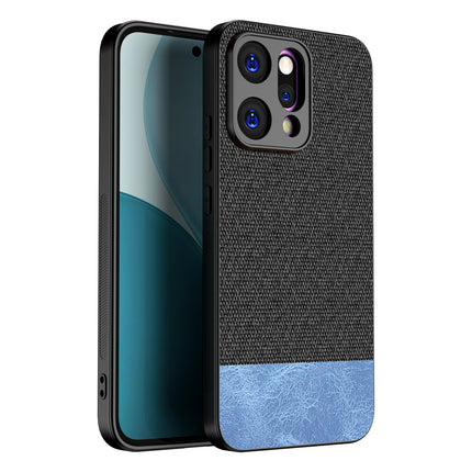 Kapa Soft Fabric & Leather Hybrid Protective Back Cover for Oppo Reno 14 5G | Shockproof Slim Hard Anti Slip Back Case (Black,Blue) - Mobizang