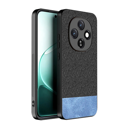 Kapa Soft Fabric & Leather Hybrid Protective Back Cover for Oppo F31 Pro 5G | Shockproof Slim Hard Anti Slip Back Case (Black,Blue) - Mobizang