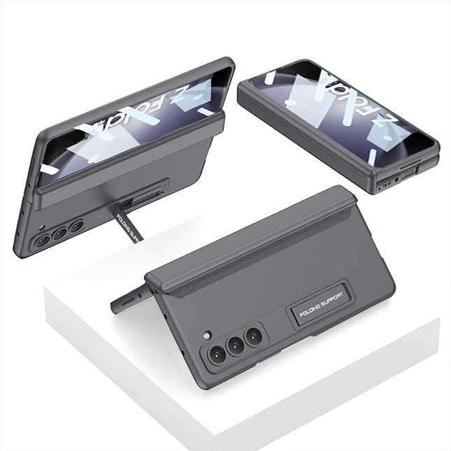 Kapa Magnetic Hinge With Inbuilt Stand Case for Samsung Galaxy Z Fold 6 | Shockproof Stand Hybrid Bumper Back Cover (Grey)