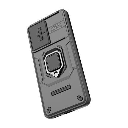 Kapa Armor Slider Back Cover for Oppo K13 5G | Inbuilt Ring + Camera Slider Shockproof Lens Protection Bumper Back Case (Black)