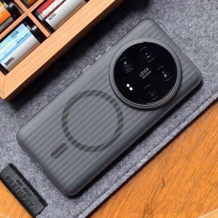 Kapa Wave Magnetic Frosted Grip Back Cover for Xiaomi 15 Ultra | [MagSafe Compatible] Wireless charging, Slim, Metal Buttons Matte Finish Back Case (Grey) - Mobizang