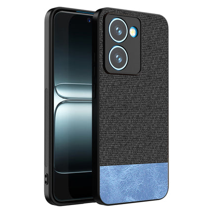 Kapa Soft Fabric & Leather Hybrid Protective Back Cover for Realme P3 Ultra 5G | Shockproof Slim Hard Anti Slip Back Case (Black,Blue)