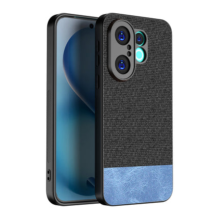 Kapa Soft Fabric & Leather Hybrid Protective Back Cover for Vivo X200 FE 5G | Shockproof Slim Hard Anti Slip Back Case (Black,Blue)