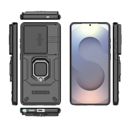 Kapa Armor Slider Back Cover for Samsung Galaxy S26 Ultra | Inbuilt Ring + Camera Slider Shockproof Lens Protection Bumper Back Case (Black)