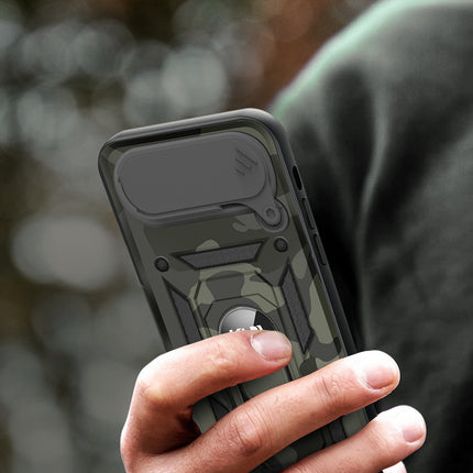 Kapa Tank Back Cover for Apple iPhone 17 Air | Inbuilt Ring + Slider Shockproof Lens Protection Bumper Back Case (Black)