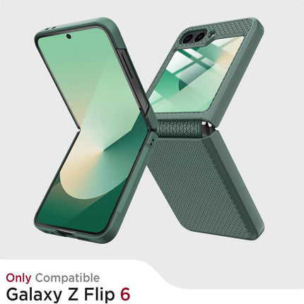 Kapa Textured Grip Hinge Protection Back Cover for Samsung Galaxy Z Flip6 / Z Flip 6 | with [Inbuilt Glass] Full Body Shockproof Hard Back Case (Green)